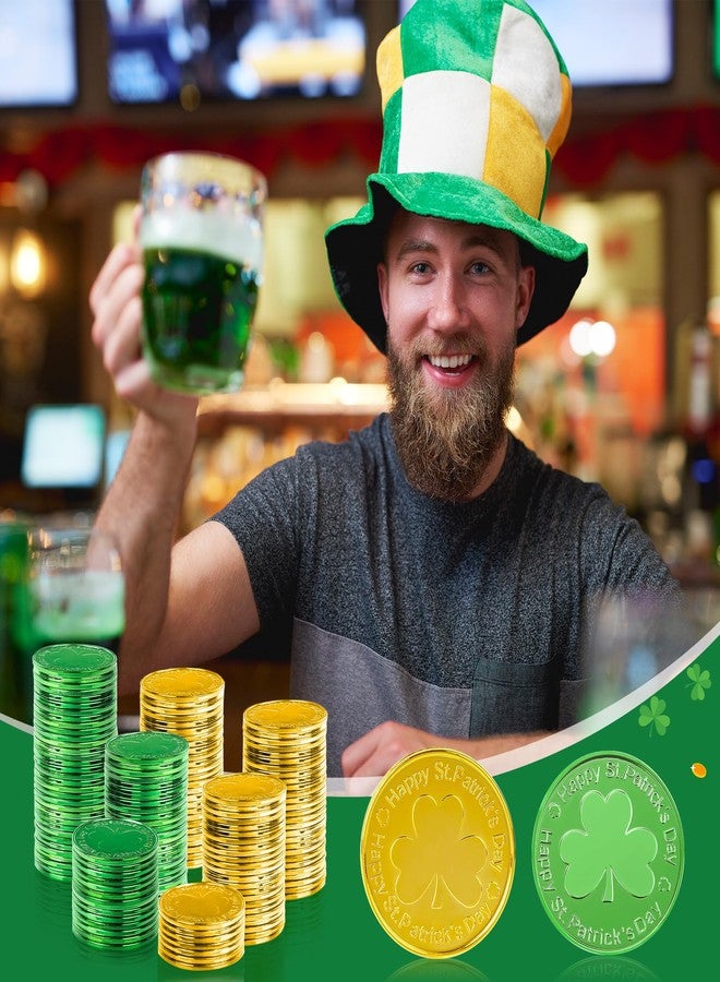 OHOME عملات ذهبية من أوهوم لعيد القديس باتريك - 120 قطعة من العملات البلاستيكية على شكل نبتة البرسيم باللونين الأخضر والذهبي، إكسسوارات عيد القديس باتريك لتزيين حفلات عيد القديس باتريك، وحرف يدوية لأعياد الميلاد، وهدايا للحفلات | ديكور عيد القديس باتريك - Image 5